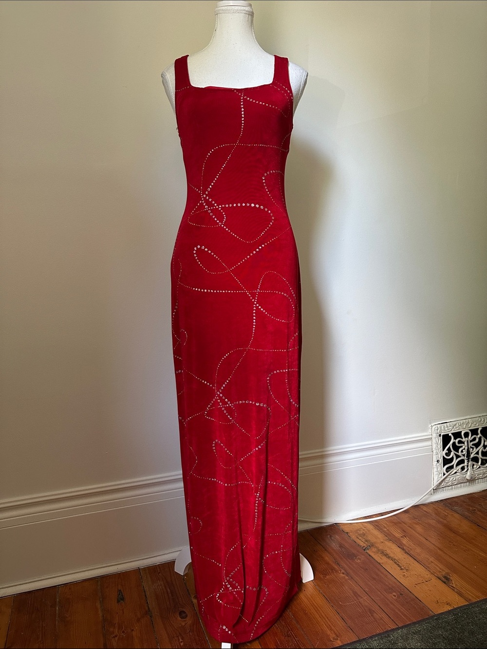 ALGO Vintage‎ Red Sparkle Whimsigoth Evening Prom Wedding Guest Maxi Dress Sz 10